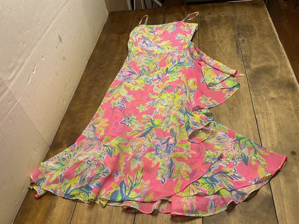 Lilly Pulitzer Anni Maxi Dress Squeeze the Day Size 4 High Low Ruffle